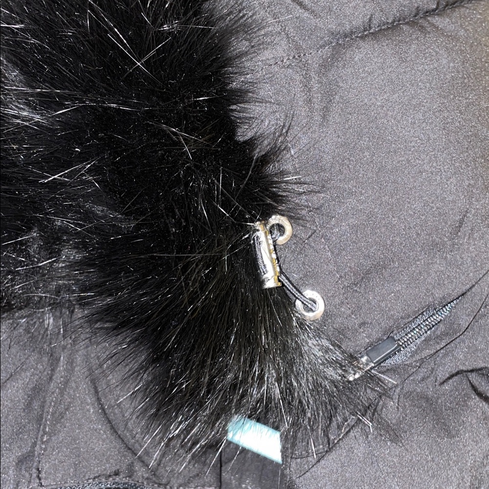 Tommy Hilfiger TH Flex Black Winter Jacket Removable Faux Fur Hood adj waist - Picture 13 of 14